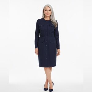 Liz Claiborne Classic Navy Long Sleeve Dress